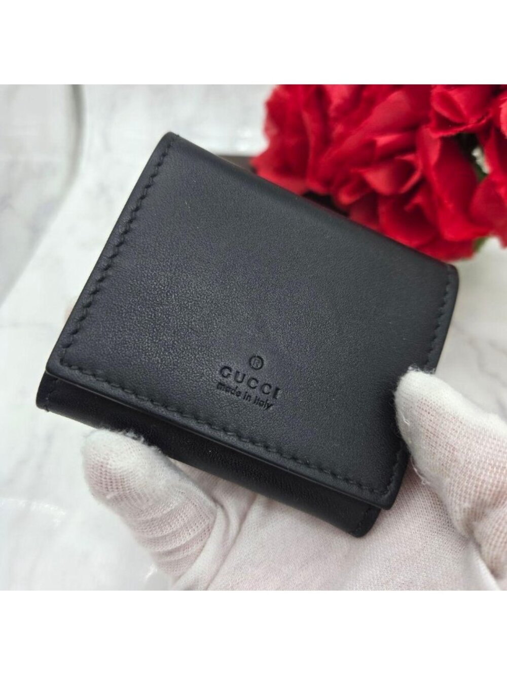Gucci Coin Purse Wallet Flower Black - Picture 3 of 15